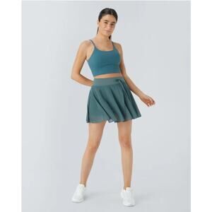 Halara High Waisted Flowy Mini Skirt Skort XL Mineral Blue Drawstring flowy NWT